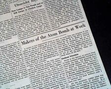 J. ROBERT OPPENHEIMER Los Alamos Laboratory Project Y Atomic Bomb 1945 Newspaper picture