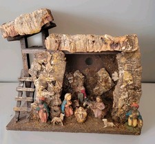 Vintage Italian Nativity Set Christmas Manger Scene Stable 9 Figures Made Italy picture