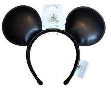 Disney Parks Mickey Mouse Ears Classic Signature Black Faux Leather - NEW picture
