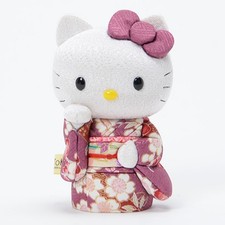 【Hello Kitty】Edo Kimekomi Lucky Cat Figurine – Purple Kimono Edition  picture