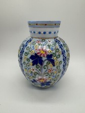 Antique Thomas Webb Moroccan Enamel Painted Glass Vase w/ Floral Decoration picture
