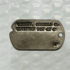 WW2 1942 USA Military Notched Single Dog Tag T42 - 42  Russell W Bagent picture