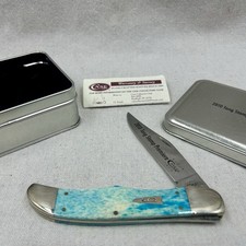 2010 Case Large Hunter 6165 Tang Stamp Premiere - Blue Appaloosa Handles - w Tin picture