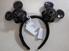 Disney Parks Loungefly Black Shimmer Mickey Heads Ears Headband New picture