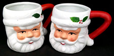 Vintage 1990s East West Distributors Ceramic Santa Face Mug Set Of 2 New Arrival picture