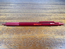 rOtring 600 Red Metal Ballpoint Pen Knurled Grip Writing Instrument picture