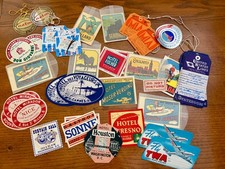 Vintage Travel Luggage Labels & Tags Lot, Mid Century Travel Paper Collection picture