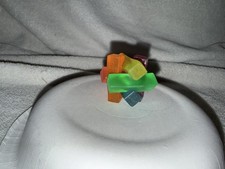 UNIQUE VINTAGE BAKELITE CHERRY RED GREEN APPLE AMBER BUTTER CUBE TOY picture