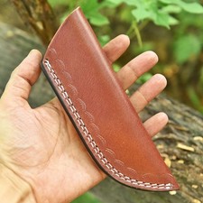 CUSTOM HAND MADE PURE LEATHER SHEATH FOR FIXED BLADE KNIFE picture