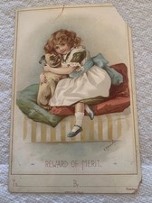 Antique 1900s Reward Of Merit Card Teacher Student School Dog Ephemera picture