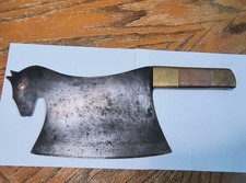 😜RARE ANTIQUE Vintage Horse Shaped Butcher Meat Cleaver Butcher Knife picture