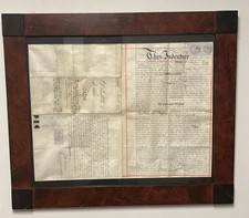 Antique 1874 Vellum Indenture Deed Canterbury England Revenue Stamp Framed Rare picture