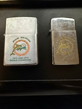 Vintage 1972 & 1973 Miami Dolphins Slim & Regular NFL Football Zippo Lighter picture