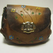 Vintage 70's Tooled Leather mini Saddle Bag Boho Hippy Handcrafted pouch Mexico picture
