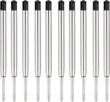 10Pc Ballpoint Pen Refills Black Ink 1mm Medium Tip Parker Style picture
