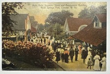 People Main Walk Rock Springs Amusement Park West Virginia WV Antique Postcard picture