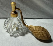Vintage MCM Fluted Perfume Atomizer Non Working Decor Bulb Clear Gold picture