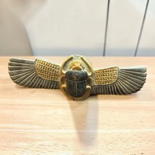 Rare Ancient Egyptian Antiquities Scarab Winging Mural Pharaonic Unique Stone BC picture