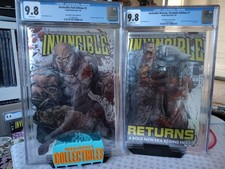 Invincible #1 & Returns CGC 9.8 Set Kirkham Battle Damage Thragg Conquest Foil picture