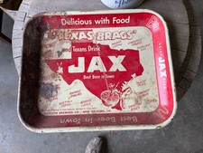 Vintage Jax Beer Tray Texas Brags Tin Litho Advertising Rustic Barware Decor picture