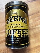 Nice Vintage Early Berma 1 lb Coffee Tin Can picture