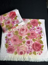VTG 70’s 2-Fashion Manor Floral Roses Fringed Bath Towels 23