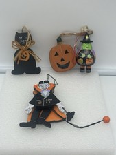 Vintage Midwest Imports Halloween Ornaments Pumpkin Vampire Witch Cat picture