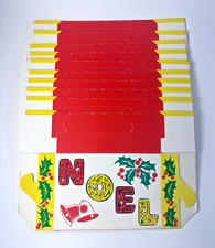 10 Vtg Christmas Folding Boxes w/Handles for Cookies or Gifts No. 10 NOEL Unused picture