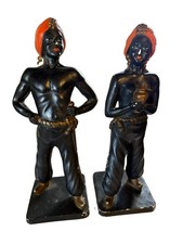 Vintage 1950s /1960s Blackamoor Nubian MCM Chalkware MATCHED PAIR picture