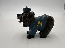 Vintage, Anri 1950's Wooden University of Montana Grizzly Blue Paint Mascot 2.5” picture