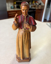 Hand Carved Wood Christian Pope Pius X ANRI Tyrol Italy Vintage 10” picture