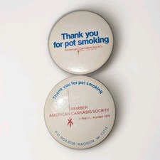 Vintage American Cannabis Association 70s Promotional Pins Bundle Of 2 USA Made picture