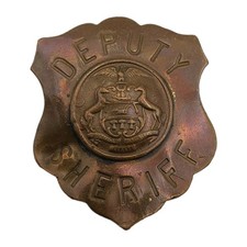 Antique Pennsylvania Deputy Sheriff Badge Repaired Copper Shield Obsolete picture