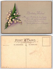 Birthday Wishes Lily of the Valley Flowers Embossed Birthday Postcard picture