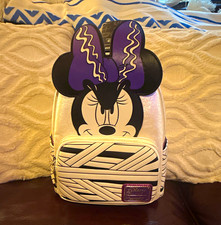 Loungefly Disney Minnie Mouse Mini Backpack White Black Purple Bow picture