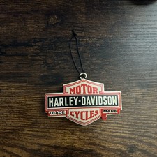 Rare 2007 Harley Davidson Red Black Bar & Shield Logo Tin Christmas Ornament picture