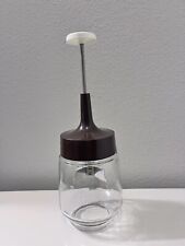 Vintage Plunger Gemco Food Nut Chopper Stainless Steel Blades Glass Brown Lid picture