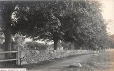 BROOKLYN, CT ~ ROAD WITH STONE WALL BESIDE IT, HOME, REAL PHOTO PC ~ c 1910-20 picture