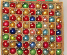 Lot 72 VTG Glass Feather Tree 18mm Multicolor Mini BALL Christmas Ornament Japan picture