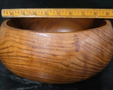 Beautiful Hand Turned Wooden Bowl 9” Diameter Teak wood picture