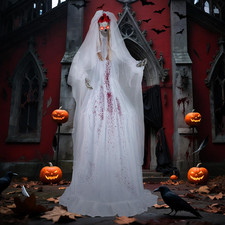 7.2 FT Halloween Animatronics, Sound-Activated Skeleton Bride with Glowing Eyes, picture