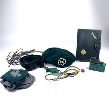 Vintage 1940s Girl Scout Lot Beret Whistles Letter Case Socks Accessories picture