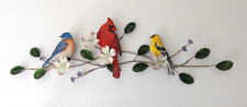 Bovano of Cheshire Enamel Bird Wall Sculpture Bluebird, Cardinal & Goldfinch 21