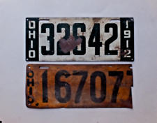 1912 & 1917 Ohio License Plate 1st year steel flat plates used on trucks & cars picture