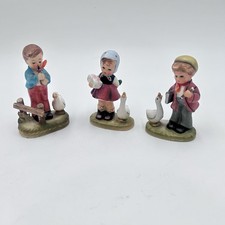 Vintage Arnart 5th Ave Hand Painted Figurines Boy Girl Geese Lot Of 3 JAPAN GC picture