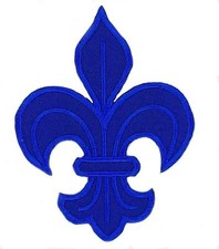 shield patch Embroidered fusible heraldic lily BLUE royalist louis xvi picture
