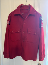 VTG 1970s Boy Scouts Of America Official Red Wool Jacket Size 14 Lots of Patches picture
