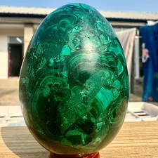 1.18LB Top natural malachite quartz hand carved egg crystal Reiki decoration - picture
