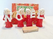 Vintage 1950s Relco NOEL Angel Candle Holders Set w/ Original Box-Rare Red picture