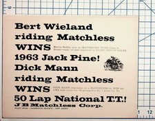 1963 Matchless Motorcycle Racing Ad Dick Mann Bert Wieland AMA Ephemera picture